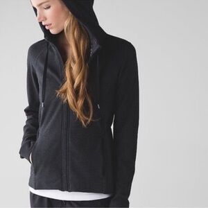 Lululemon zip up jacket take ten hoodie size 10 heathered dark gray charcoal